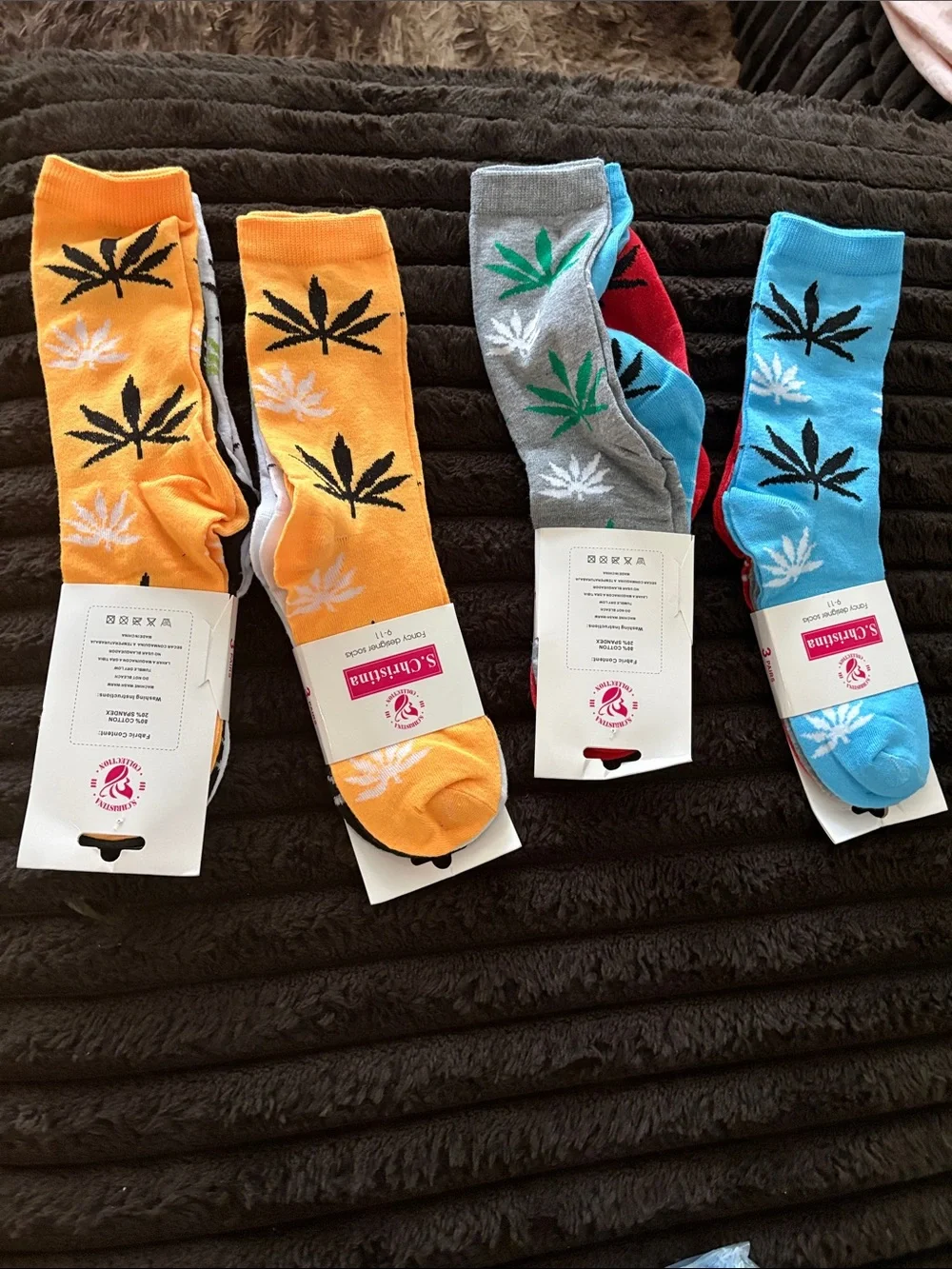 Men's Crew Socks - Orange, Gray, Blue (3-Pack)